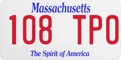 MA license plate 108TP0
