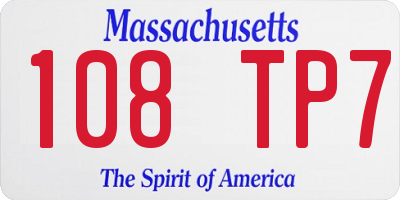 MA license plate 108TP7