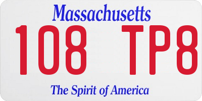 MA license plate 108TP8