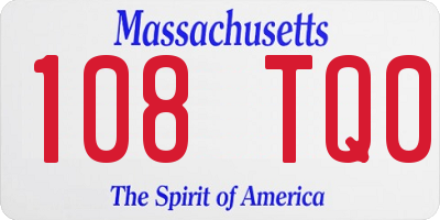 MA license plate 108TQ0