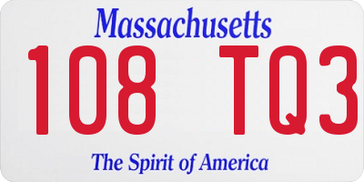 MA license plate 108TQ3