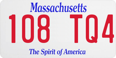 MA license plate 108TQ4