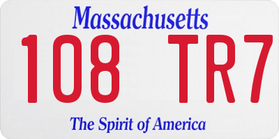 MA license plate 108TR7