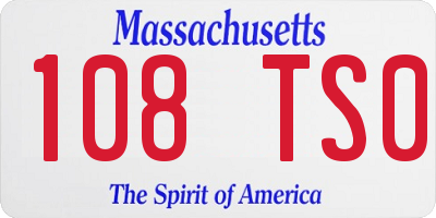 MA license plate 108TS0