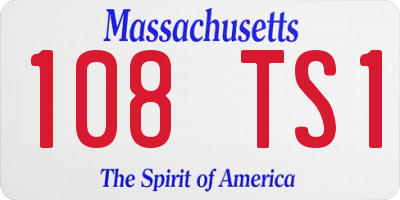 MA license plate 108TS1