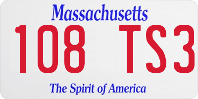MA license plate 108TS3