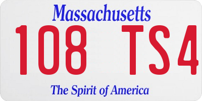 MA license plate 108TS4