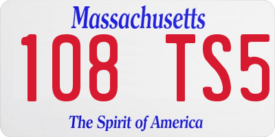 MA license plate 108TS5