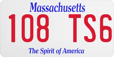 MA license plate 108TS6