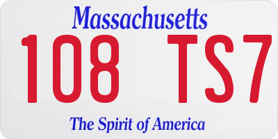 MA license plate 108TS7