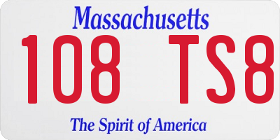 MA license plate 108TS8