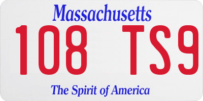 MA license plate 108TS9