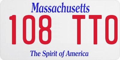 MA license plate 108TT0