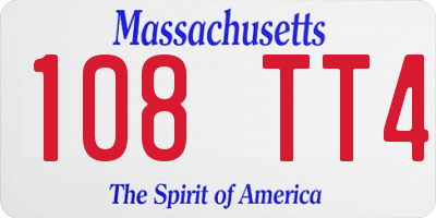 MA license plate 108TT4