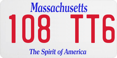 MA license plate 108TT6