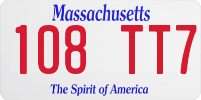 MA license plate 108TT7