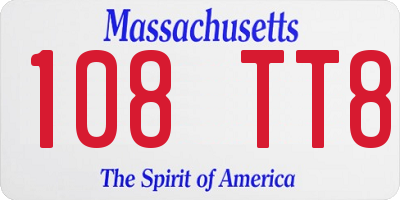 MA license plate 108TT8