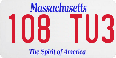 MA license plate 108TU3