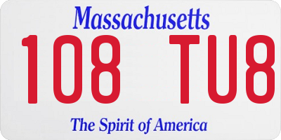 MA license plate 108TU8