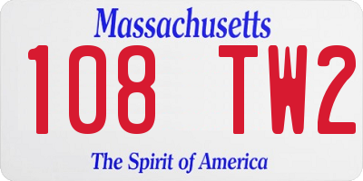 MA license plate 108TW2