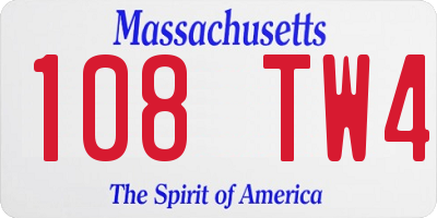 MA license plate 108TW4