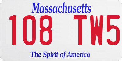 MA license plate 108TW5