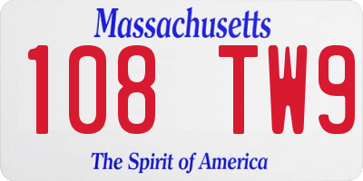 MA license plate 108TW9