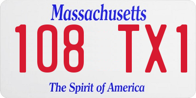 MA license plate 108TX1