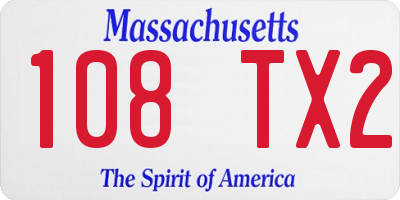 MA license plate 108TX2