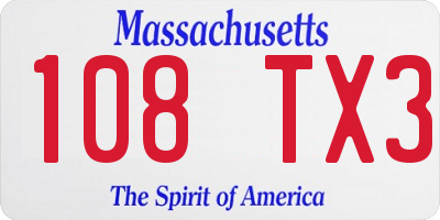 MA license plate 108TX3