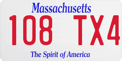 MA license plate 108TX4