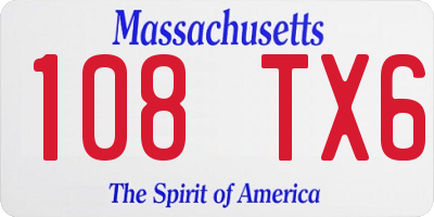 MA license plate 108TX6