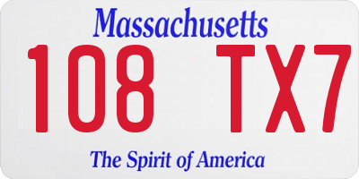 MA license plate 108TX7
