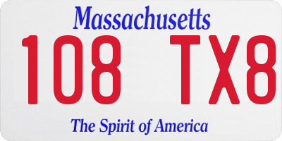 MA license plate 108TX8