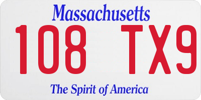 MA license plate 108TX9