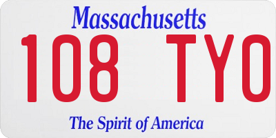 MA license plate 108TY0