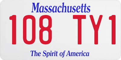 MA license plate 108TY1
