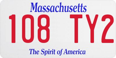 MA license plate 108TY2