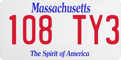 MA license plate 108TY3