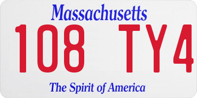 MA license plate 108TY4
