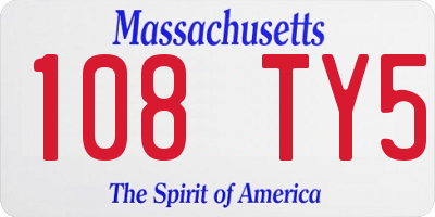 MA license plate 108TY5