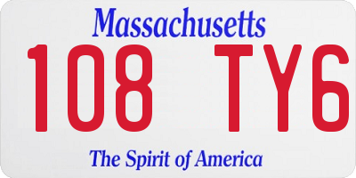 MA license plate 108TY6