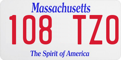 MA license plate 108TZ0