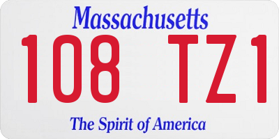 MA license plate 108TZ1