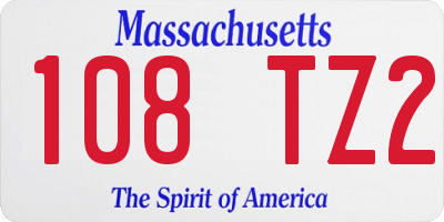 MA license plate 108TZ2
