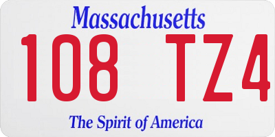 MA license plate 108TZ4