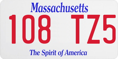 MA license plate 108TZ5