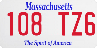 MA license plate 108TZ6