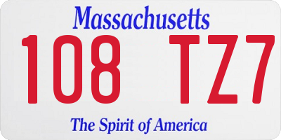 MA license plate 108TZ7