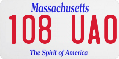 MA license plate 108UA0